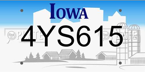 4YS615 Iowa License Plate