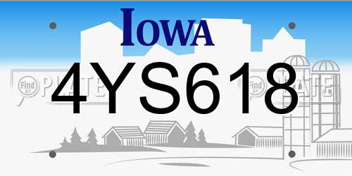 4YS618 Iowa License Plate