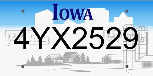 4YX2529 Iowa License Plate