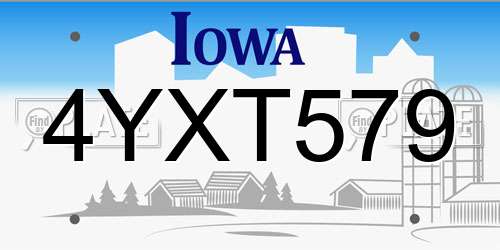 4YXT579 Iowa License Plate