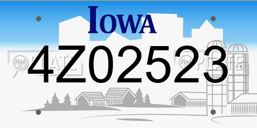 4Z02523 Iowa License Plate