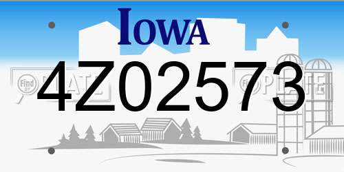 4Z02573 Iowa License Plate
