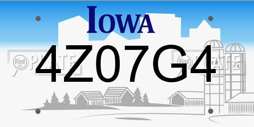 4Z07G4 Iowa License Plate