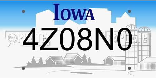 4Z08N0 Iowa License Plate