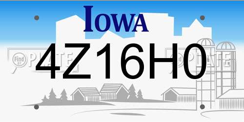 4Z16H0 Iowa License Plate