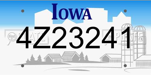 4Z23241 Iowa License Plate