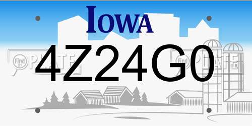 4Z24G0 Iowa License Plate
