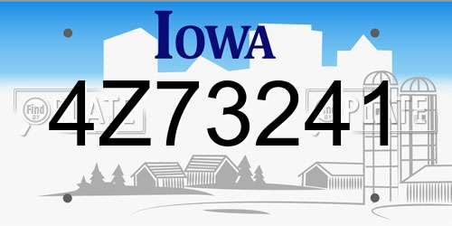 4Z73241 Iowa License Plate