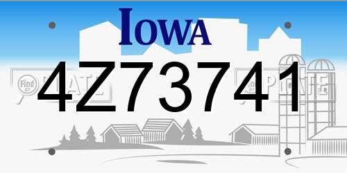 4Z73741 Iowa License Plate