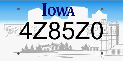 4Z85Z0 Iowa License Plate