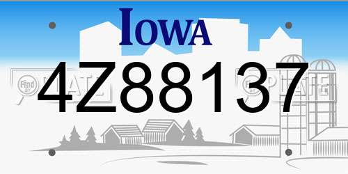4Z88137 Iowa License Plate
