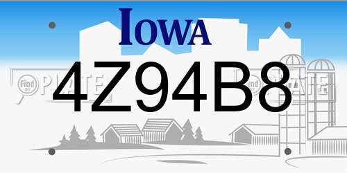 4Z94B8 Iowa License Plate