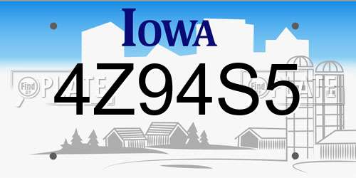 4Z94S5 Iowa License Plate