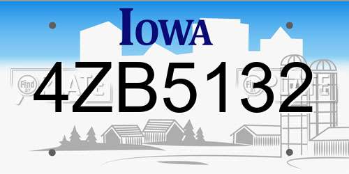 4ZB5132 Iowa License Plate