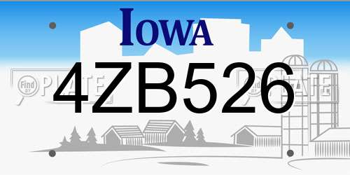 4ZB526 Iowa License Plate