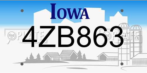 4ZB863 Iowa License Plate