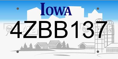 4ZBB137 Iowa License Plate