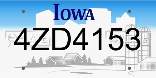 4ZD4153 Iowa License Plate