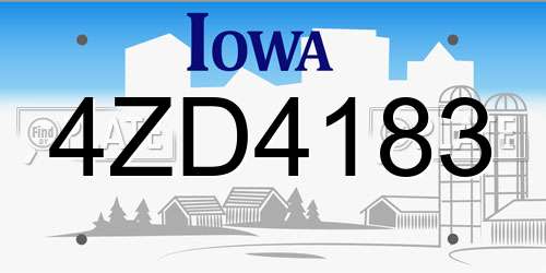 4ZD4183 Iowa License Plate