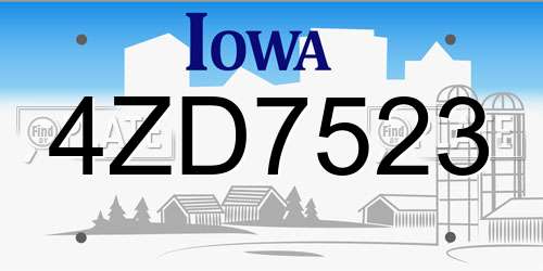 4ZD7523 Iowa License Plate