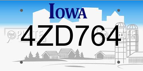 4ZD764 Iowa License Plate