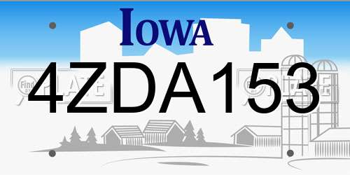 4ZDA153 Iowa License Plate
