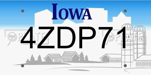 4ZDP71 Iowa License Plate