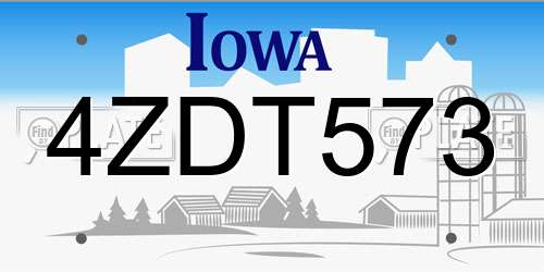 4ZDT573 Iowa License Plate