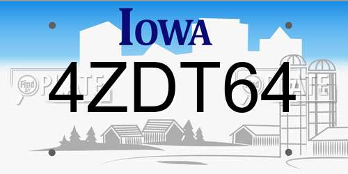 4ZDT64 Iowa License Plate