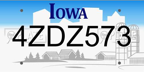 4ZDZ573 Iowa License Plate