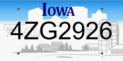 4ZG2926 Iowa License Plate