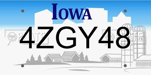 4ZGY48 Iowa License Plate