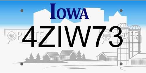 4ZIW73 Iowa License Plate