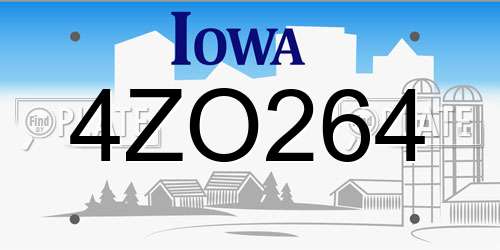 4ZO264 Iowa License Plate
