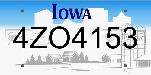 4ZO4153 Iowa License Plate