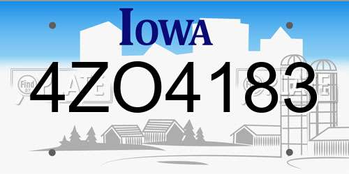 4ZO4183 Iowa License Plate