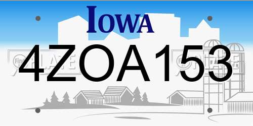 4ZOA153 Iowa License Plate