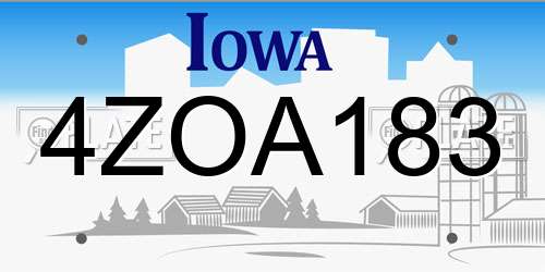 4ZOA183 Iowa License Plate