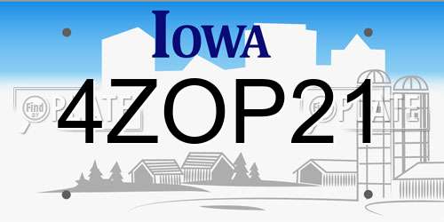 4ZOP21 Iowa License Plate