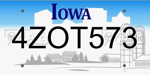 4ZOT573 Iowa License Plate