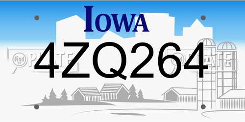 4ZQ264 Iowa License Plate