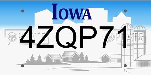 4ZQP71 Iowa License Plate