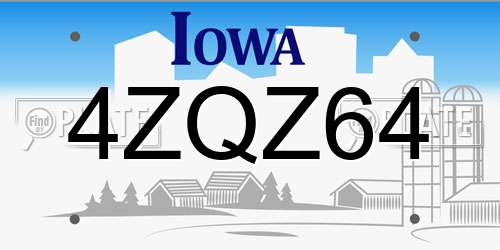 4ZQZ64 Iowa License Plate
