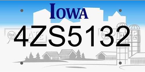 4ZS5132 Iowa License Plate
