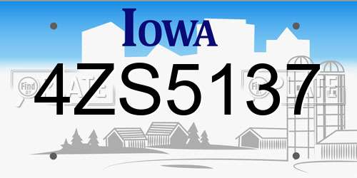 4ZS5137 Iowa License Plate