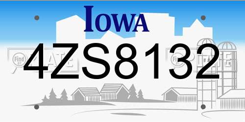 4ZS8132 Iowa License Plate