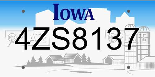 4ZS8137 Iowa License Plate