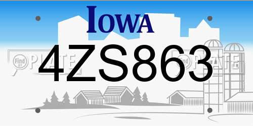 4ZS863 Iowa License Plate