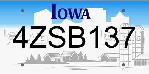 4ZSB137 Iowa License Plate