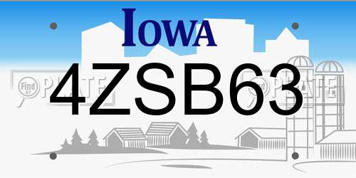 4ZSB63 Iowa License Plate